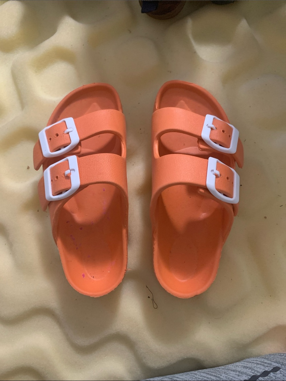 Kids Orange Double-Buckle Slide Sandals